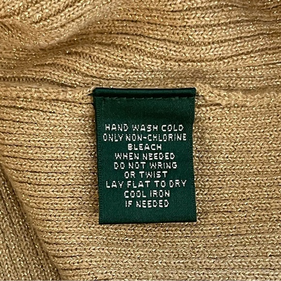 Lauren Ralph Lauren Metallic Gold Ribbed Turtleneck Sweater quiet luxury - Picture 5 of 11